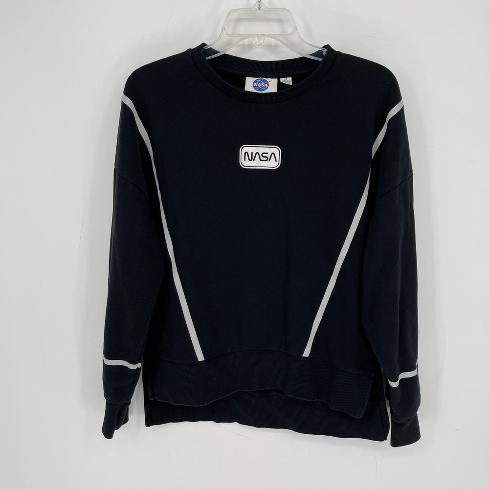 Primark Women's Black NASA Fleece Graphic Pullover Sweatshirt Top Size XS 2-4